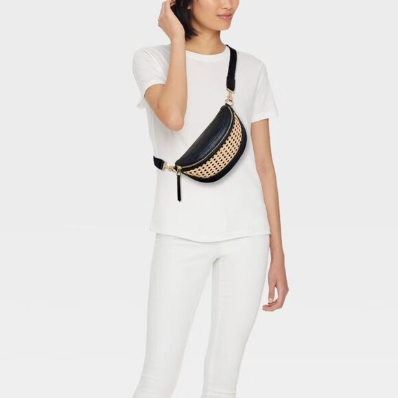 NWT Faux Wicker and Leather Crossbody - Picture 2 of 11